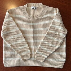 John + Jenn Beige and Cream Striped Sweater